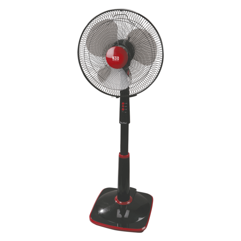 3D SILENT WIND Stand Fan Black & Red Ansons