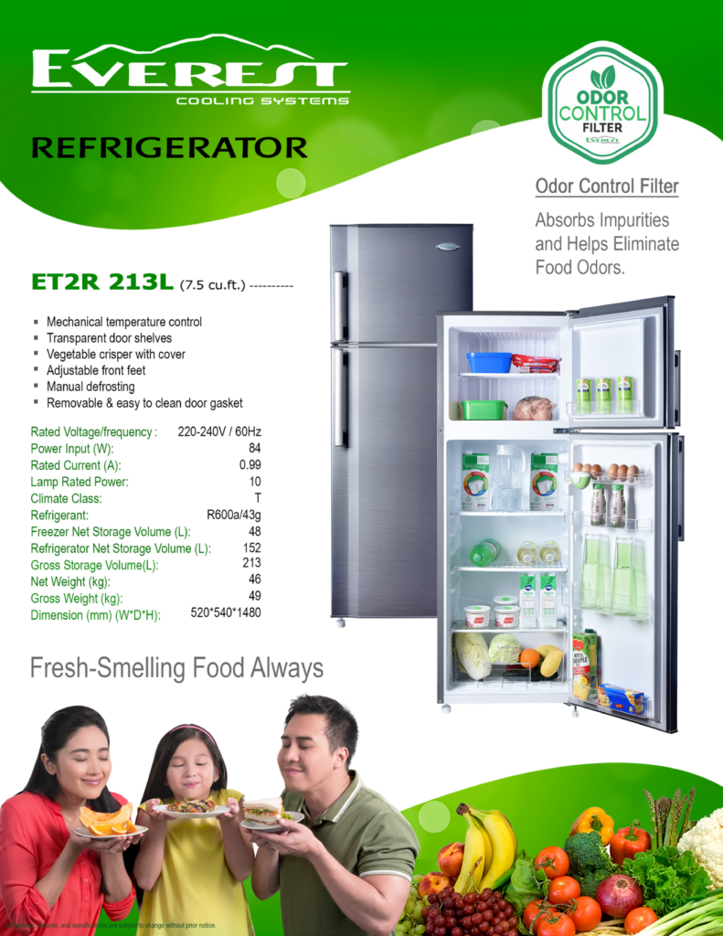 Everest ET2R 213L 7.5 cu.ft Two Door Refrigerator Ansons