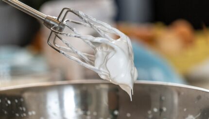close up of meringue mix in a bowl
