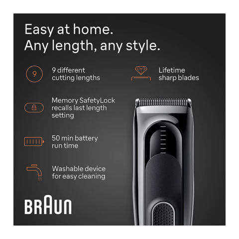 Braun HC5310 Hair Clipper with 9 length settings and 1 Comb - Image 5