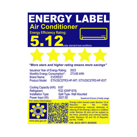 Everest ETIV25CSTR3-HF 2.5 HP Split Type Airconditioner - Image 2