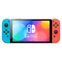 Nintendo Switch OLED Model with Neon Red and Neon Blue Joy-Con