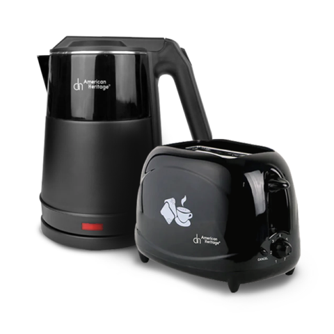 American Heritage AHCK-6329 2 Liters Electric Kettle + HEBT-6031 2 Slice Bread Toaster BUNDLE