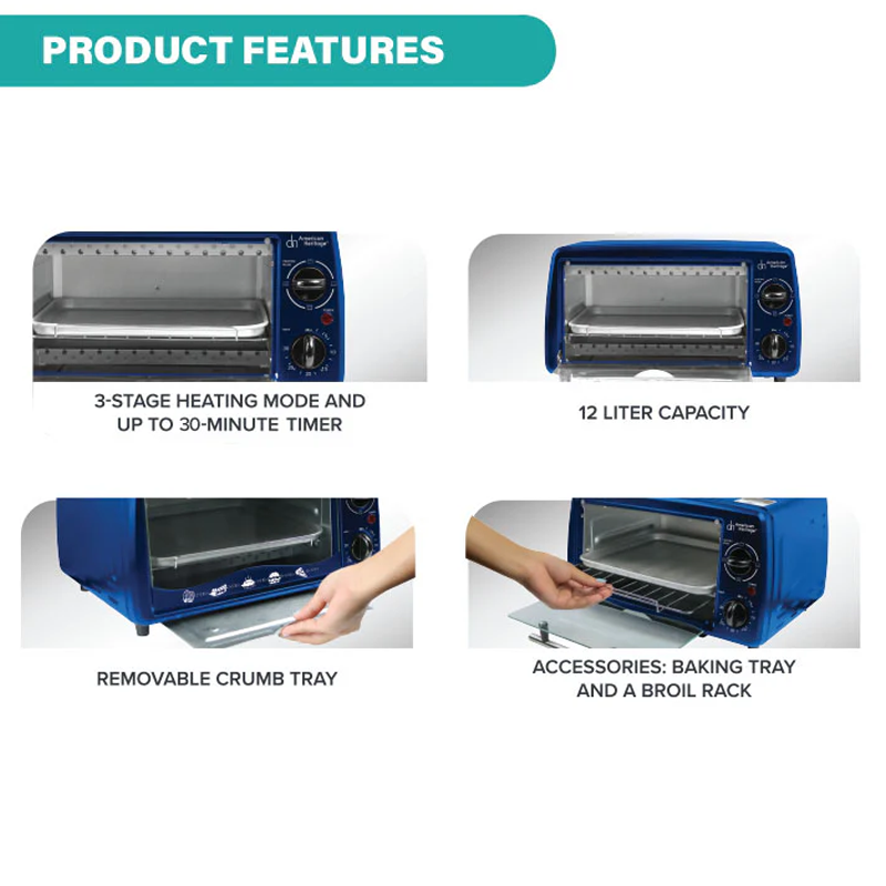 American Heritage AHOT-6097 12 Liters Oven Toaster - Image 5