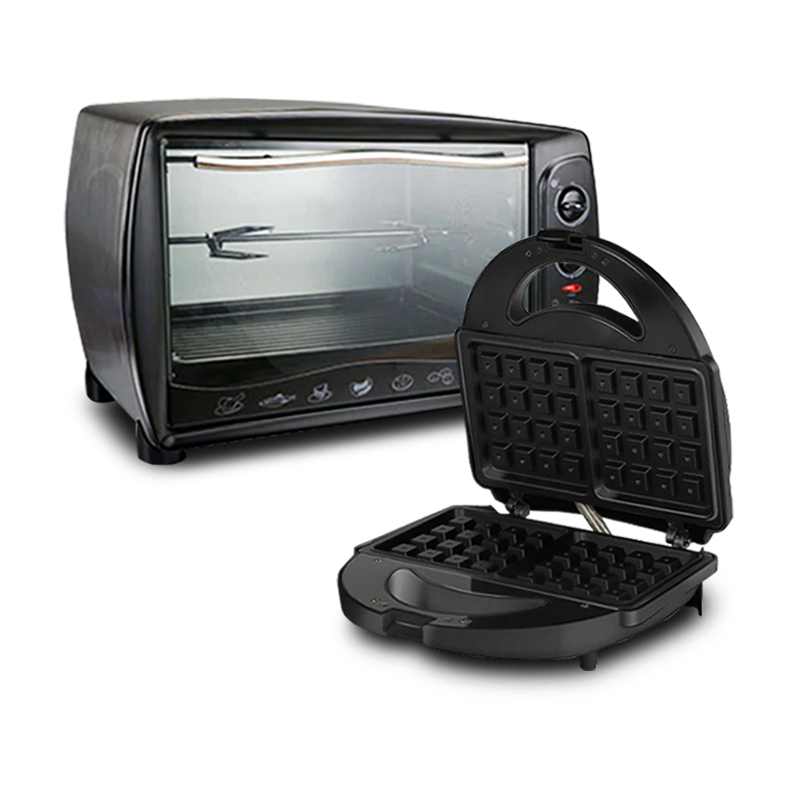 American Heritage AHOT-6099 43 Liters Oven Toaster + HEWM-6050 Waffle Maker BUNDLE