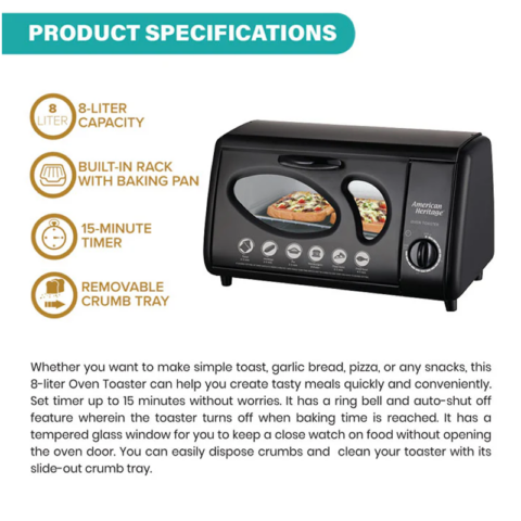 American Heritage AHOT-6179 8 Liters Oven Toaster - Image 3