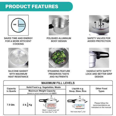 American Heritage AHPC-2124 7.1 Liters Pressure Cooker - Image 4