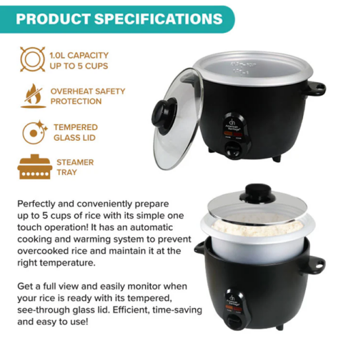 American Heritage AHRC-6171 1.0 Liter Rice Cooker - Image 5