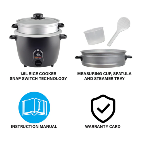 American Heritage AHRCS-6212 1.8 Liters Rice Cooker With Steamer - Image 6