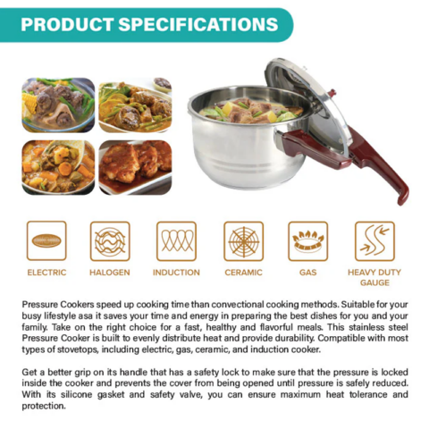 American Heritage AHSS-91 4.3 Liters Pressure Cooker - Image 3