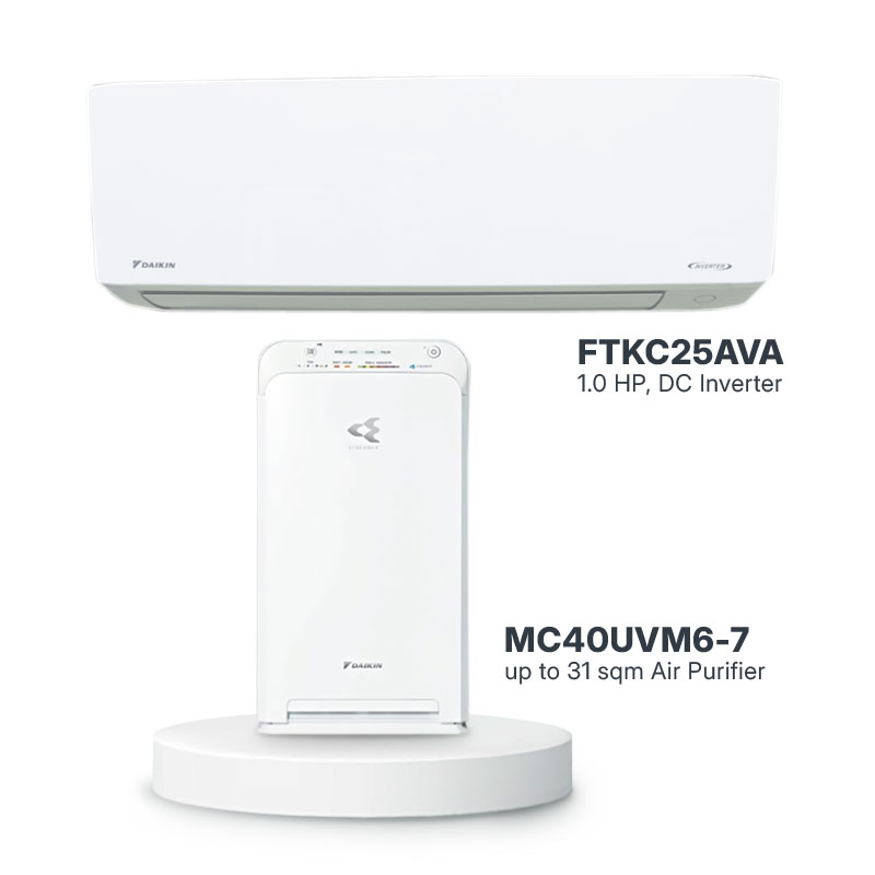 Daikin 25AVA QUEEN 1.0 HP Split Type Airconditioner + MC40UVM6-7 Air Purifier BUNDLE