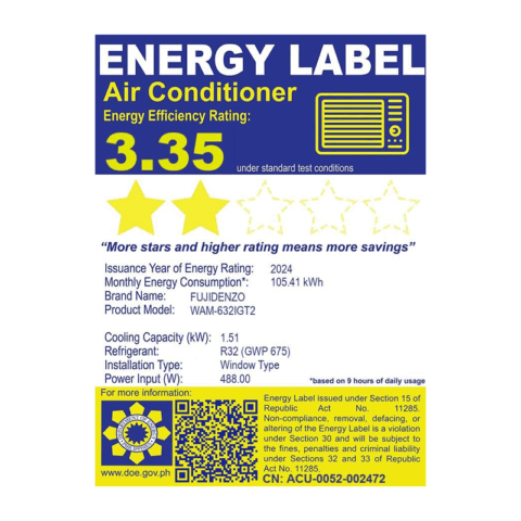 Fujidenzo WAM-632IGT2 0.6 HP Window Type Airconditioner - Image 3
