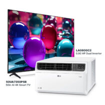 LG UHD 50in AI 4K Smart TV 50UA7350PSB + LG Dual Inverter Window Type Aircon 0.80 HP LA080GC2 BUNDLE