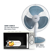American Home AMW-20MCS Mechanical Microwave Oven +  XDF-1624 16" Desk Fan BUNDLE
