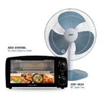 American Home AEO-G1910BL 10L Electric Oven + XDF-1624 16″ Desk Fan BUNDLE