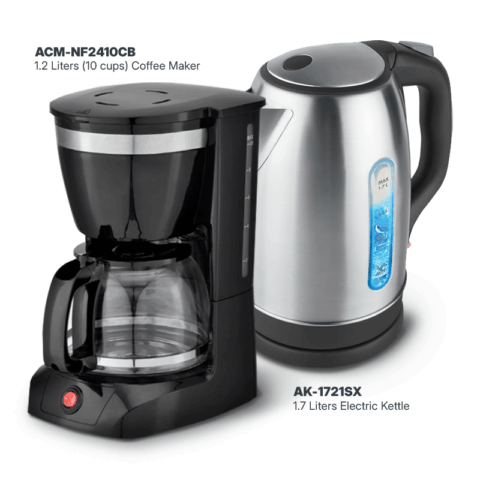 American Home ACM-NF2410CB 1.2L Coffee Maker + AK-1721SX 1.7 Liters Electric Kettle BUNDLE