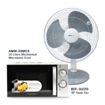 American Home AMW-20MCS 20L Mechanical Microwave Oven + BDF-1622G 16" Desk Fan BUNDLE