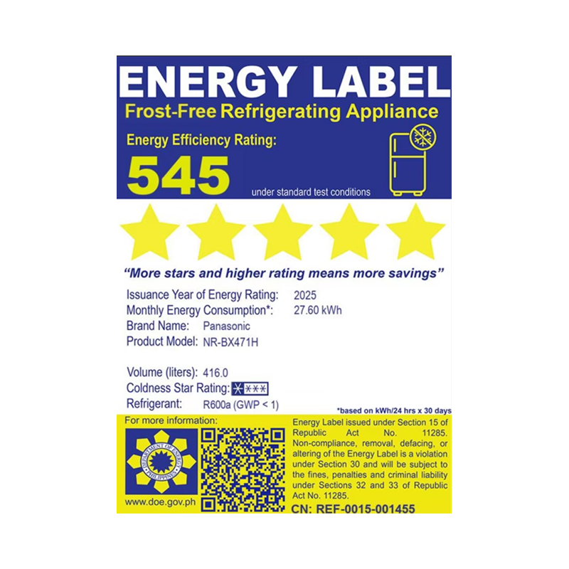 Panasonic NR-BX471HWKP 14.7cu.ft. Two Door Bottom Mount Refrigerator - 2025 - Image 4
