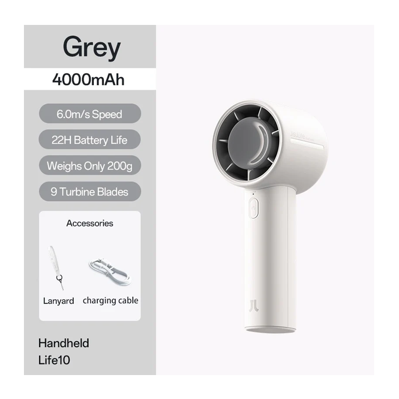 JisuLife LIFE 10 4000mAh Handheld Fan Grey - Image 2