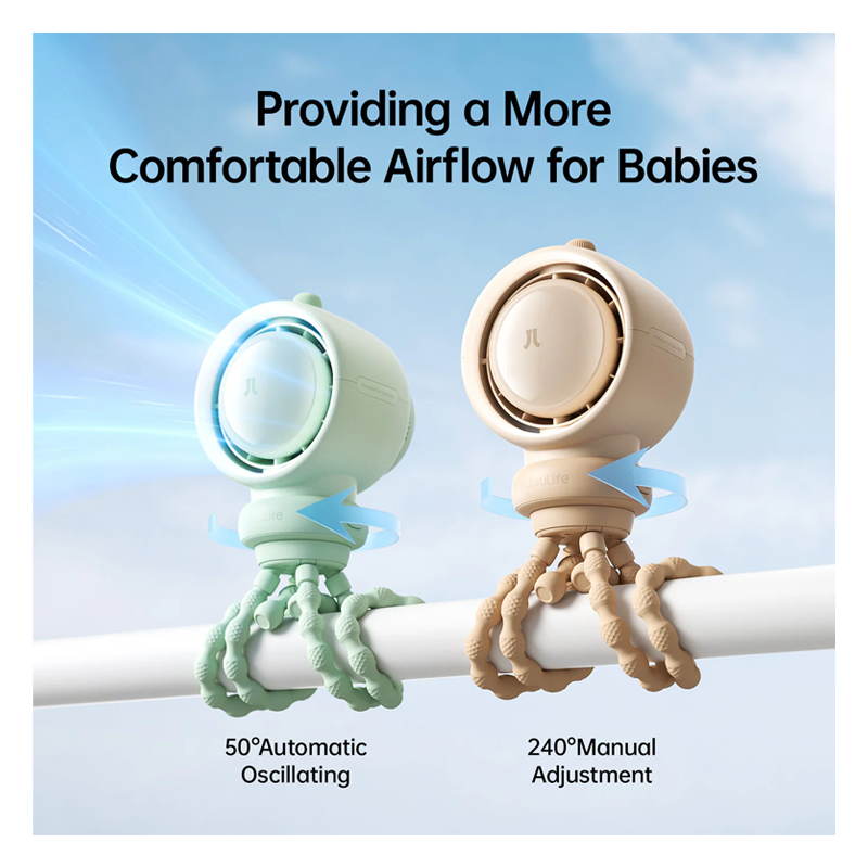 JisuLife LIFE 2S 5000mAh Stroller Fan Green - Image 3