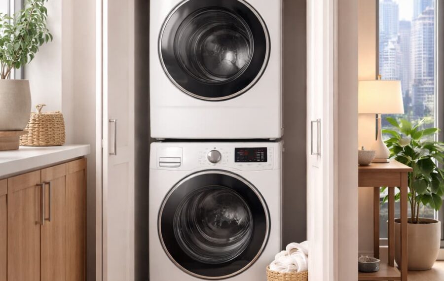 Modern laundry nook in city apartment Modern laundry nook in city apartment