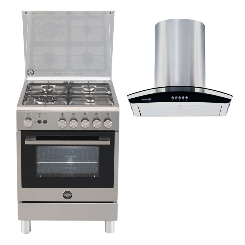 La Germania TU64C 71CX 60cm Gas Cooking Range + H73.6 60cm Chimney Range Hood - BUNDLE
