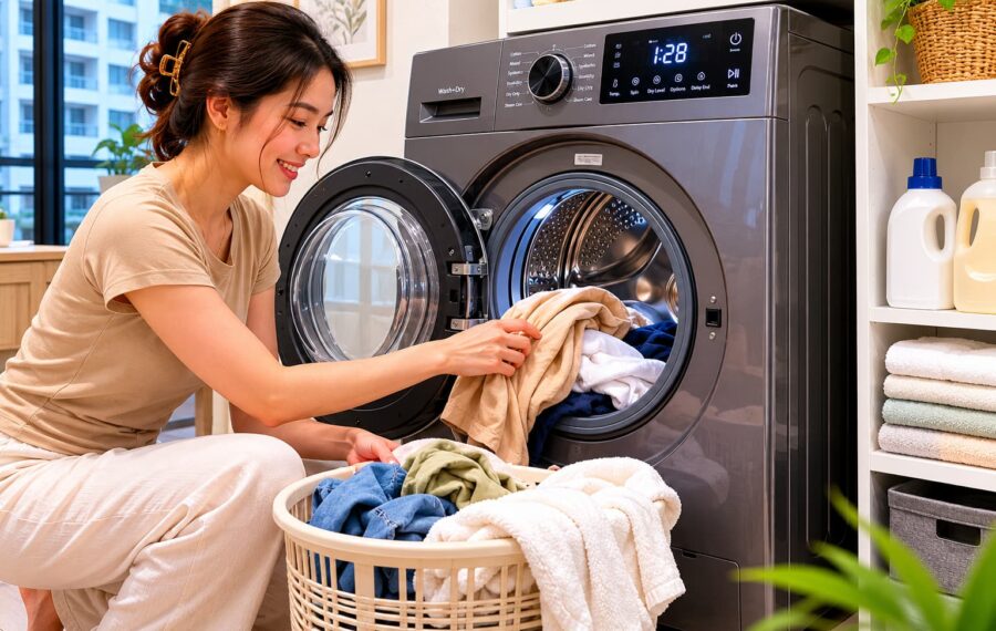 Doing laundry on a sunny day