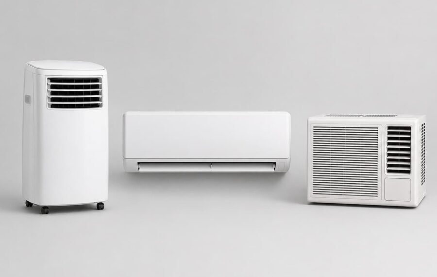 White air conditioners in minimalist layout