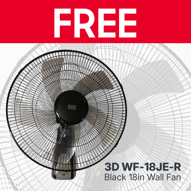 3D WF-18JE-R 18in Wall Fan with Remote Control Black - 2026 - Image 2