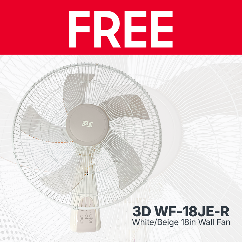 3D WF-18JE-R 18in Wall Fan with Remote Control White/Beige - 2026 - Image 2