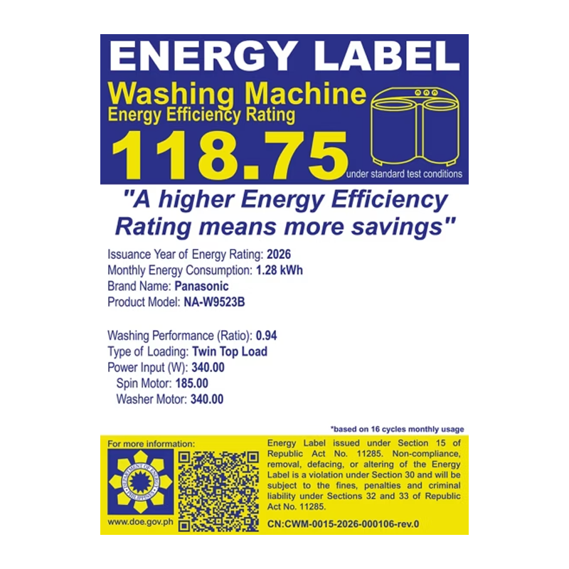 Panasonic NA-W9523B 9.5kg.  JUMBO HydroWash Twin Tub Washing Machine - 2026 - Image 7