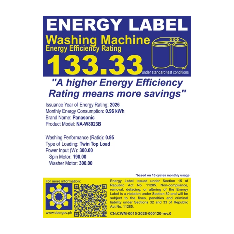 Panasonic NA-W8023B 8.0kg. JUMBO HydroWash Twin Tub Washing Machine - 2026 - Image 9